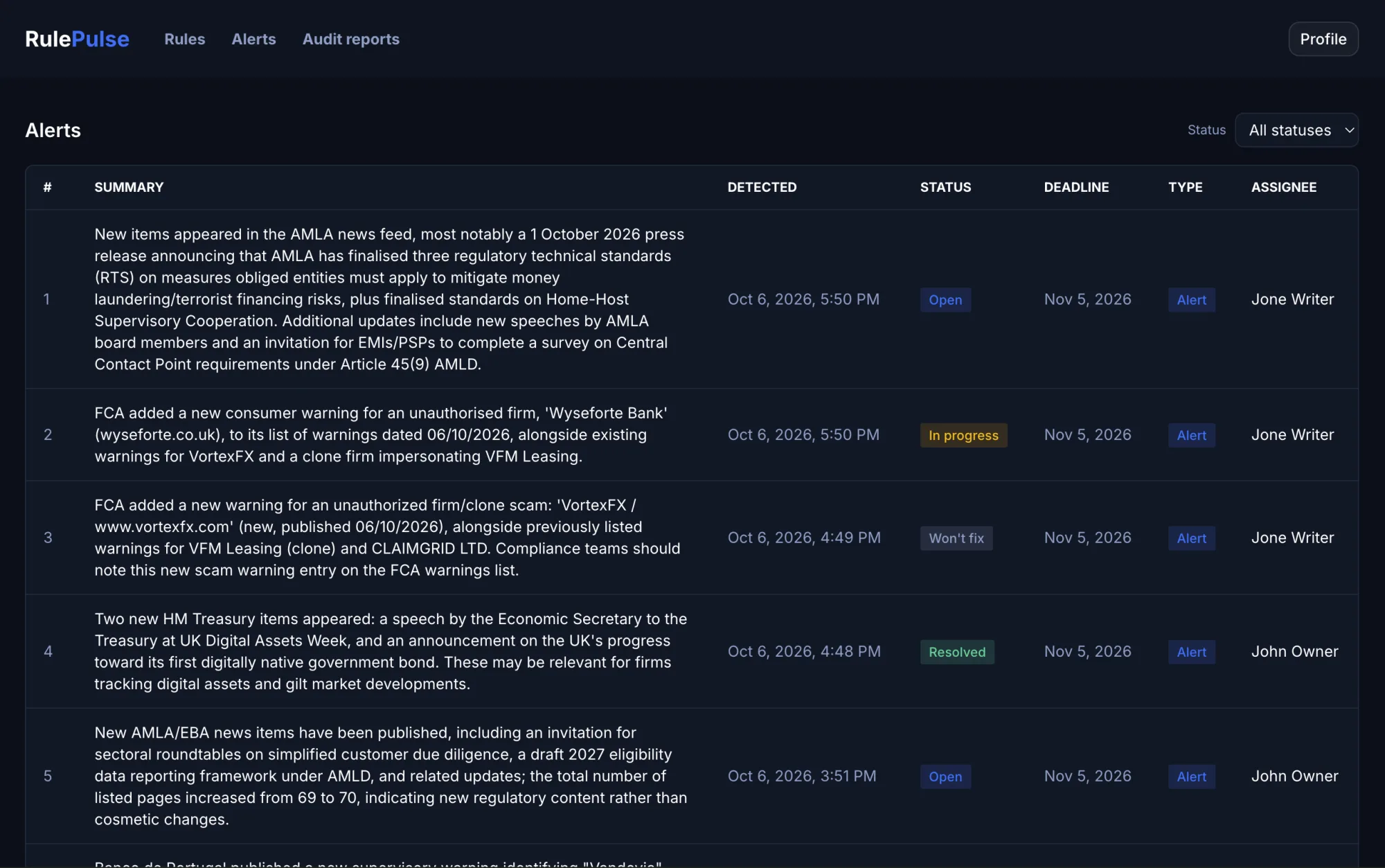 AI change summary view