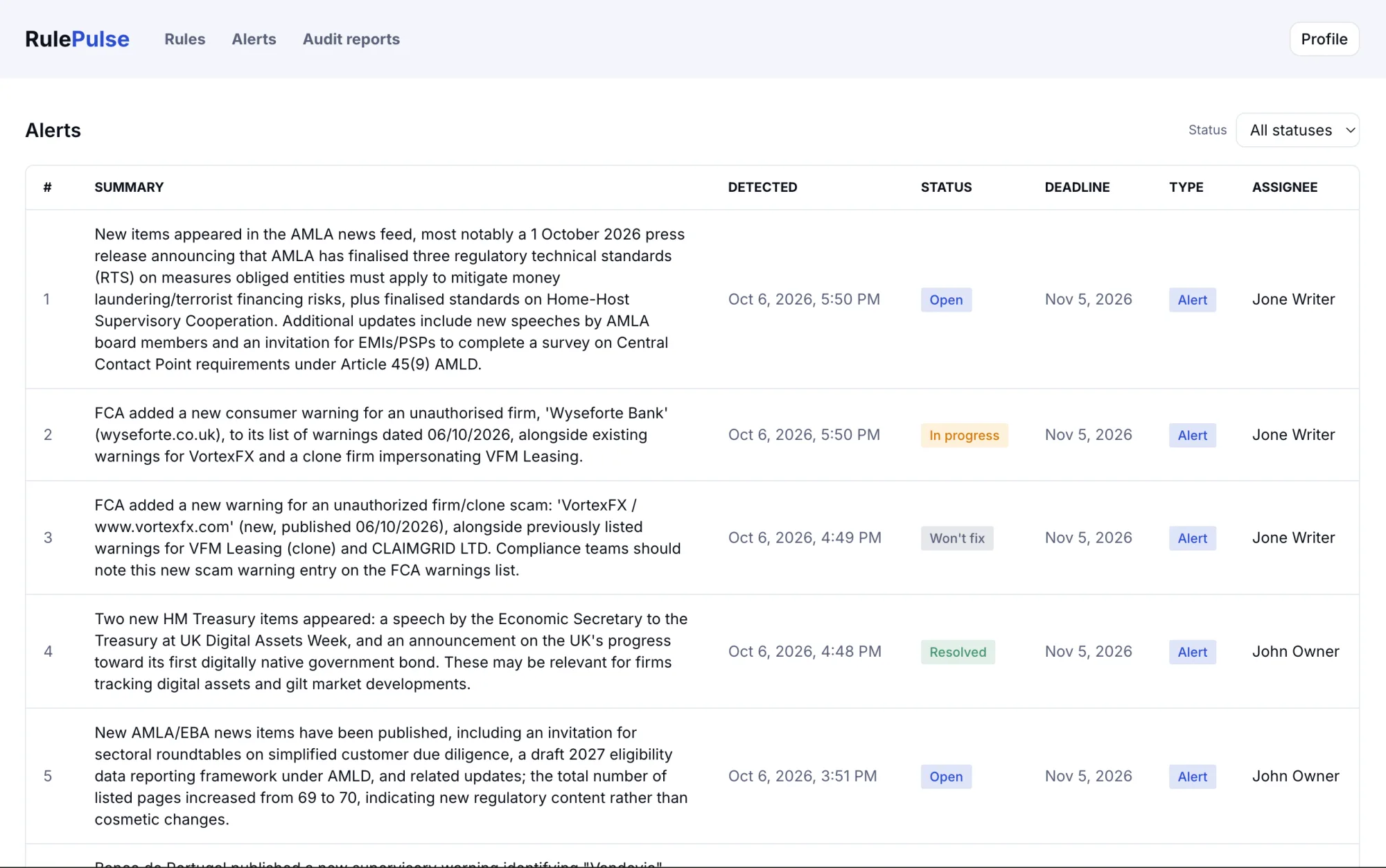 AI change summary view